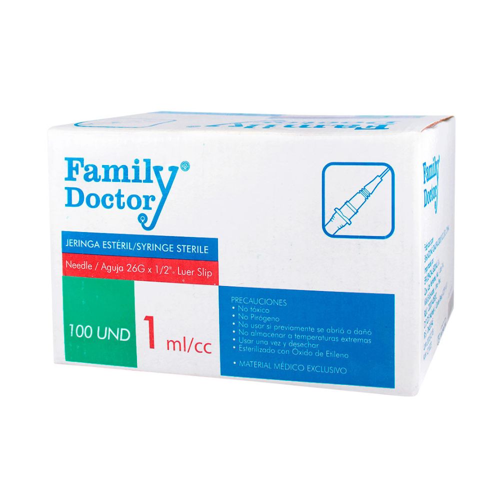 Jeringa 1ml Insulina Family Doctor con aguja 26 X 1/2