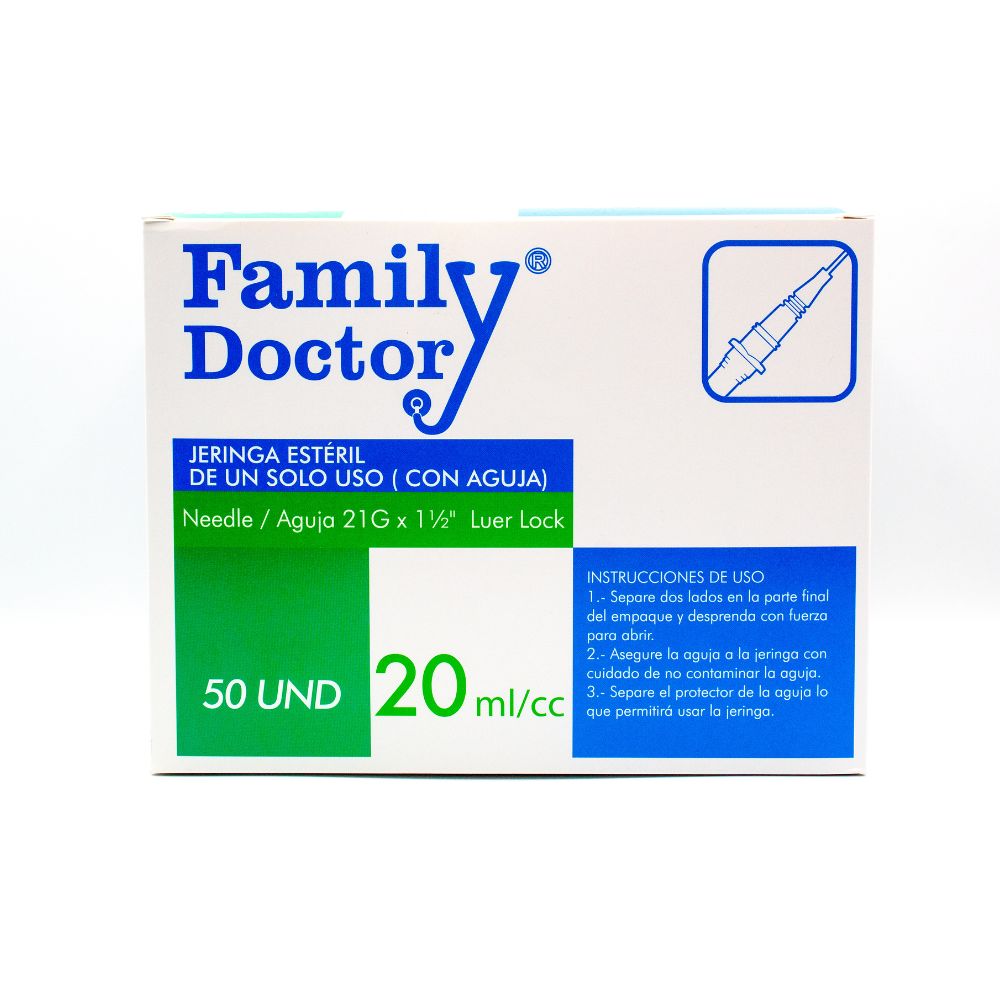 Jeringa 20ml con aguja 21G x 1 1/2 Family Doctor