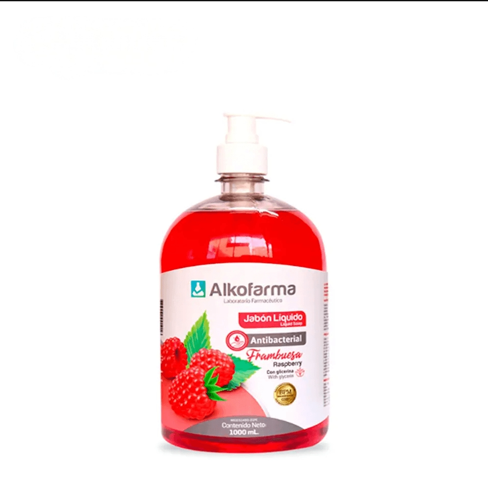 Jabón Líquido Antibacterial ALKOFARMA 1 LT Frambuesa