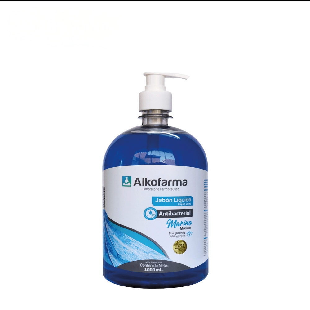 Jabón Líquido Antibacterial ALKOFARMA 1 LT Marino