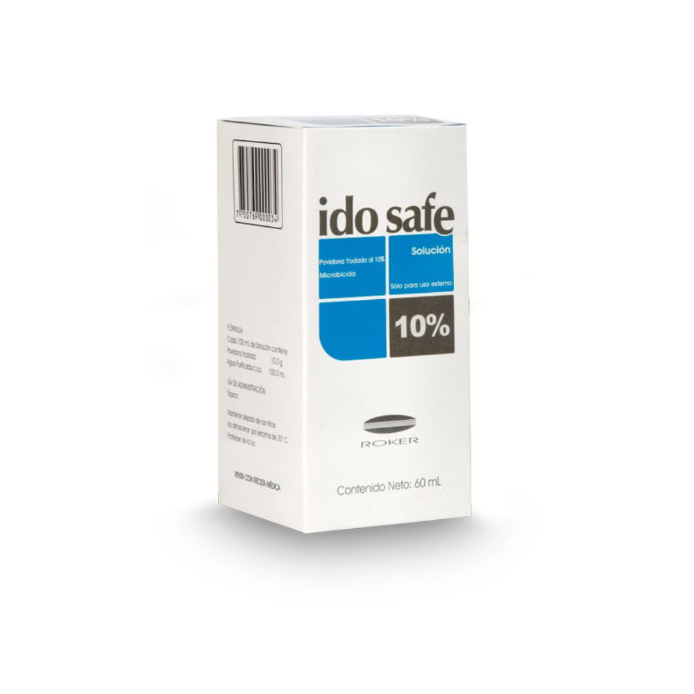 Idosafe Solución 10% 60 mL - Antiséptico cutáneo Roker
