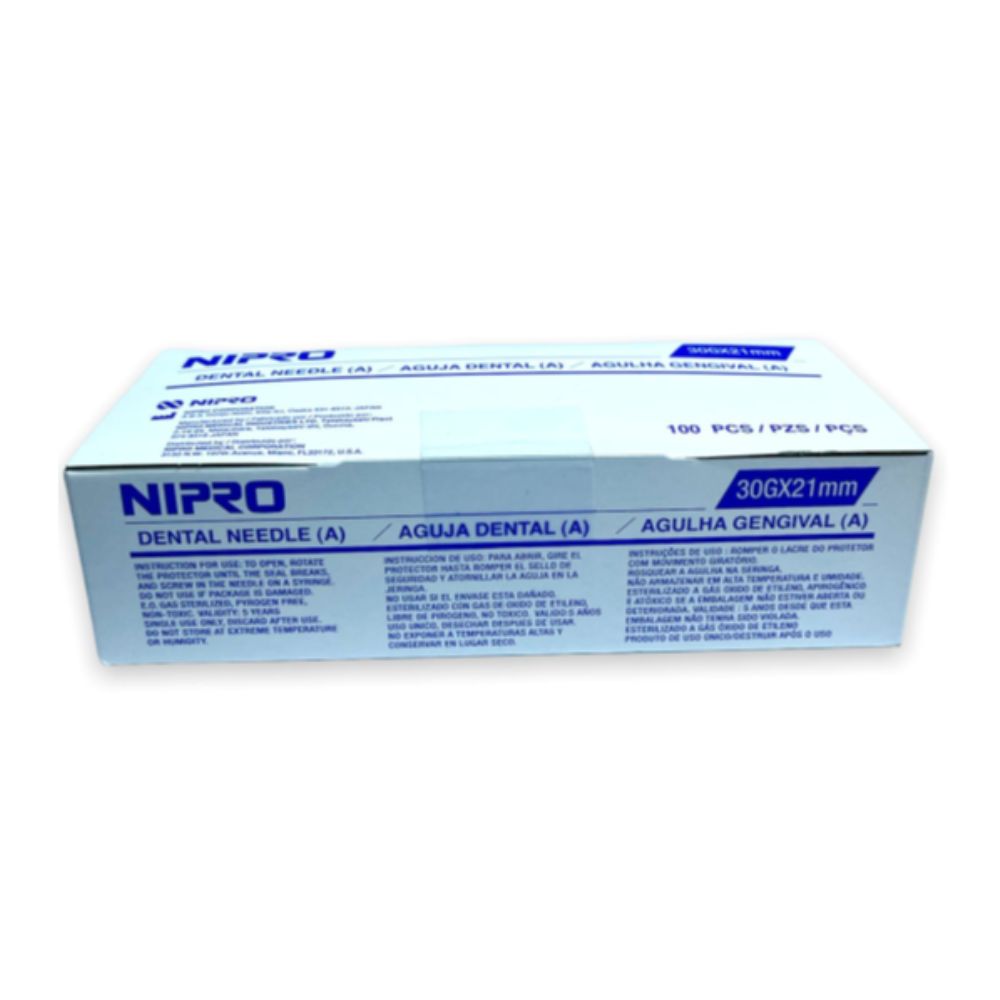 Agujas Dentales Corrtas 30G x 21 mm marca NIPRO