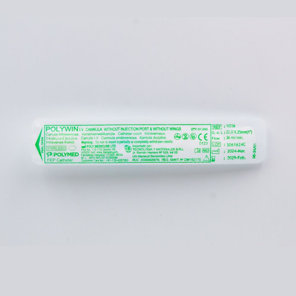 Catéter Intravenoso 24G x 3/4 de POLYWIN