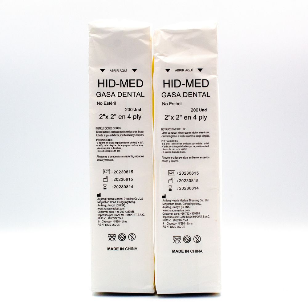 Gasa Dental 2x2 por 200 unidades HIDMED
