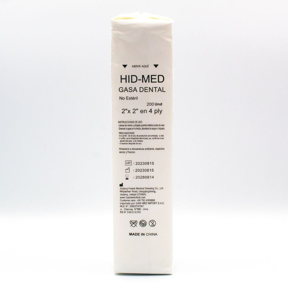 Gasa Dental 2x2 por 200 unidades HIDMED