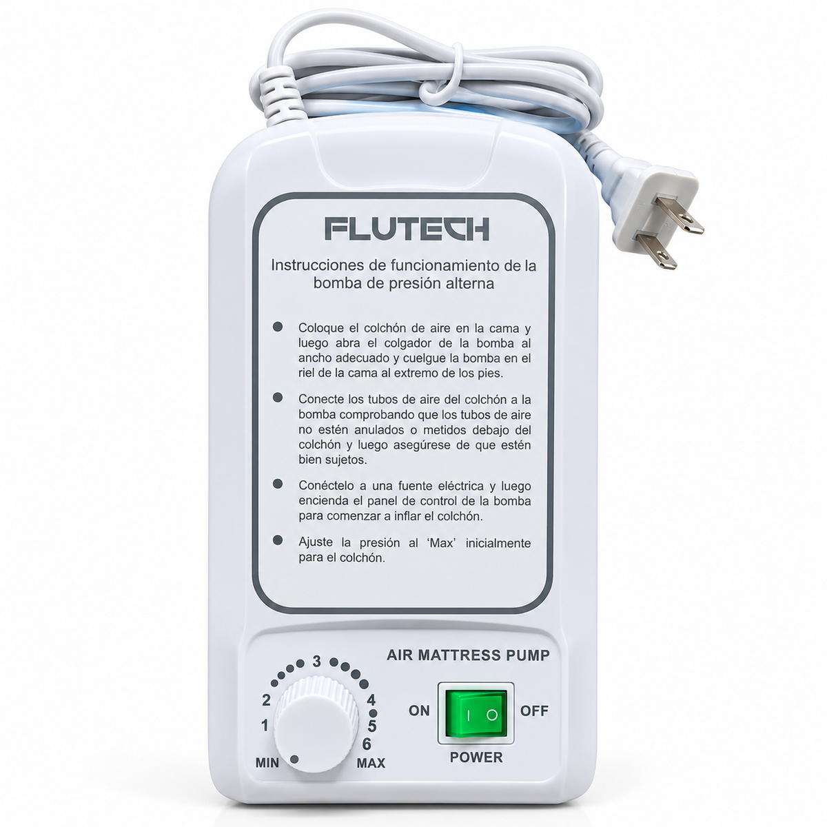 Colchón Tubular Antiescaras FLUTECH con Compresor de Presión Alterna - PVC Nylon Grado Médico