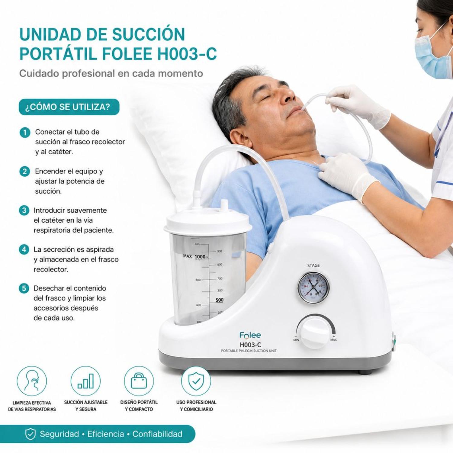 Aspirador de Secreciones Portátil Folee H003-C Blanco 1000ml / Única