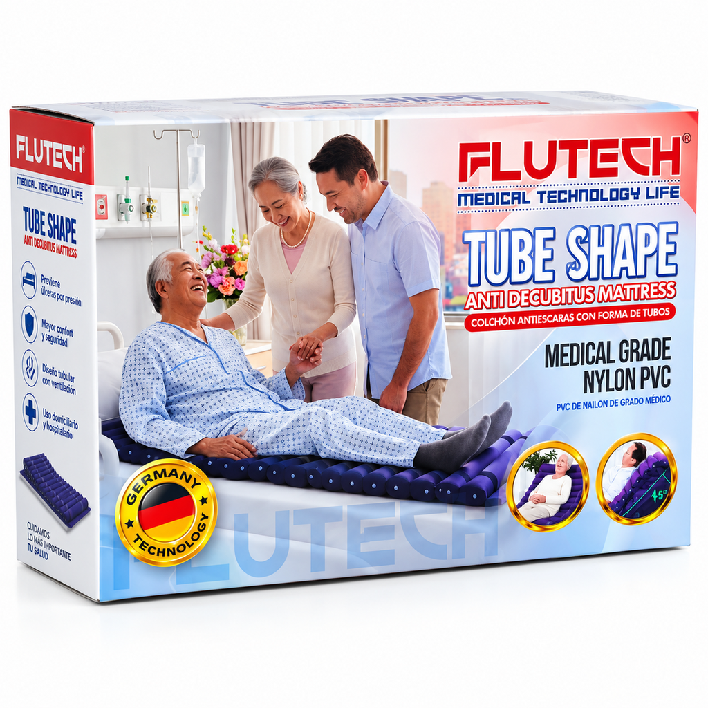 Colchón Tubular Antiescaras FLUTECH con Compresor de Presión Alterna - PVC Nylon Grado Médico