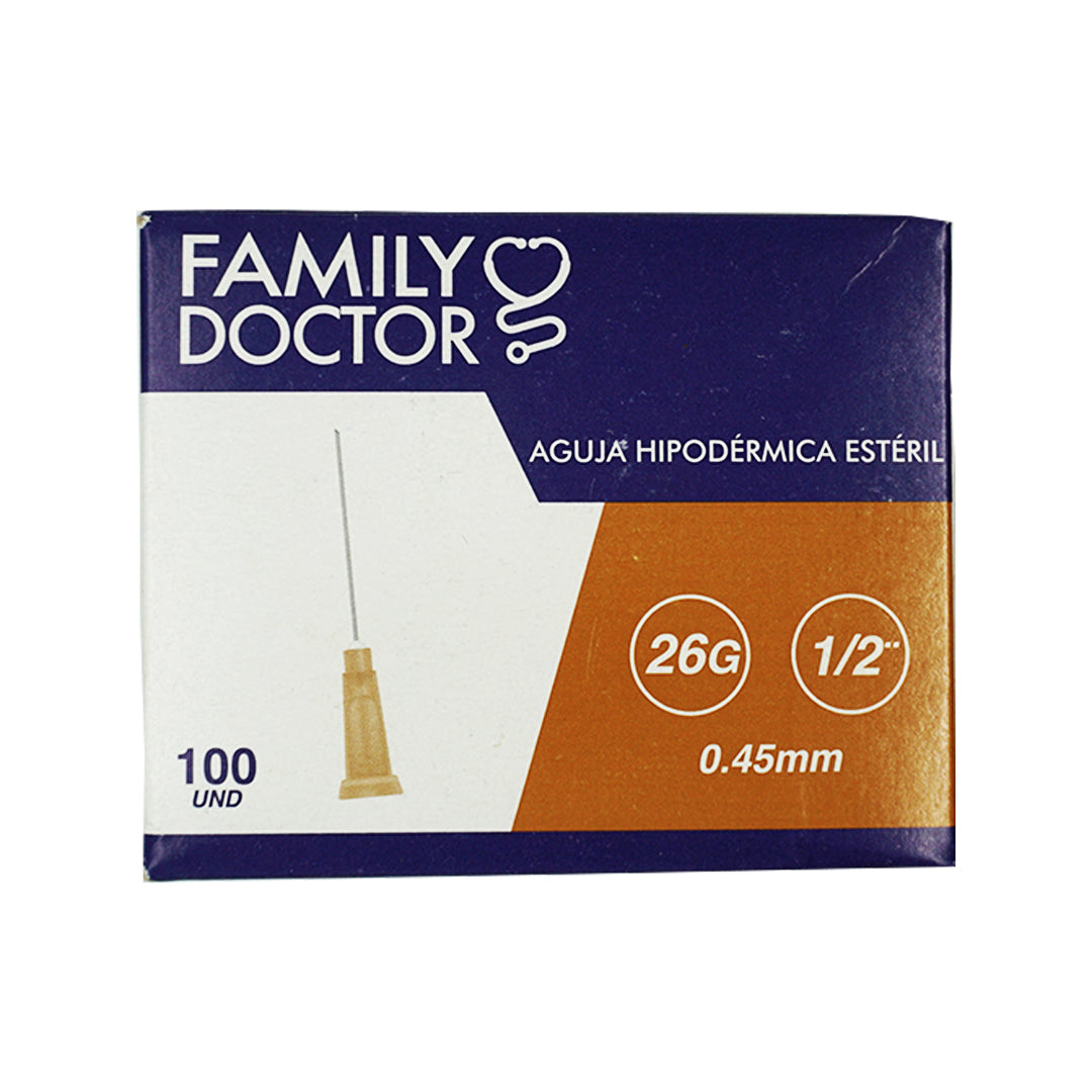 Aguja Hipodérmica descartable Estéril Por 100 und - Family Doctor
