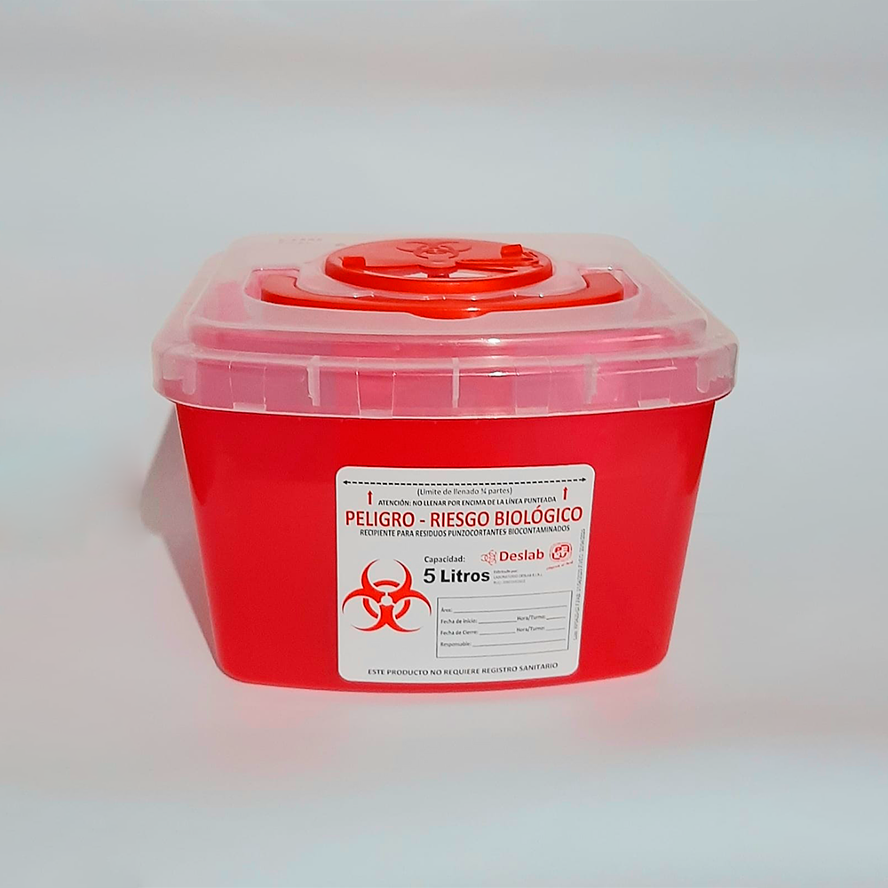 Contenedor De Plástico Punzocortante Rojo