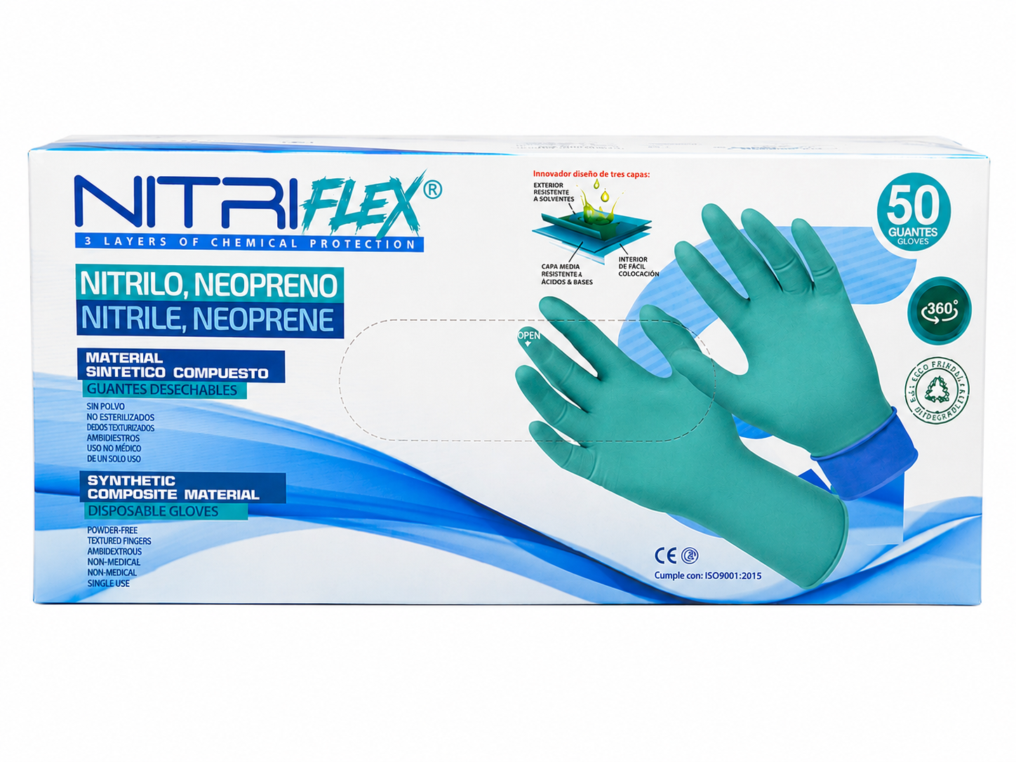 GUANTES DE NITRILO DE NEOPRENO TRIPLE CAPA 12GR - NITRIFLEX