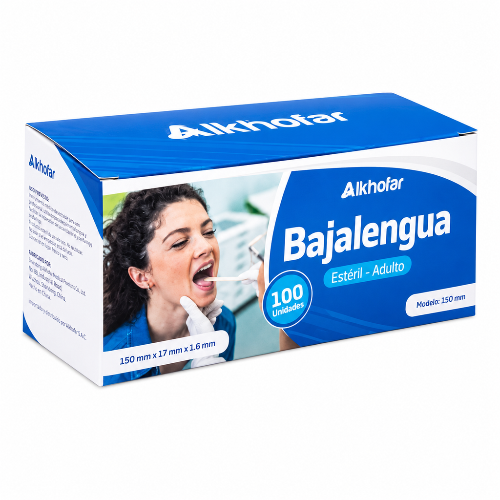 Bajalengua Estéril Adulto por 100 und  - alkhofar
