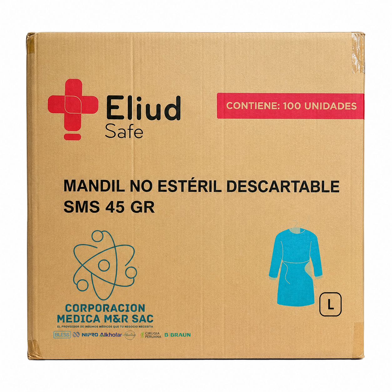Mandil Descartable No Estéril Por 100 und - Tallas: M - L - XL