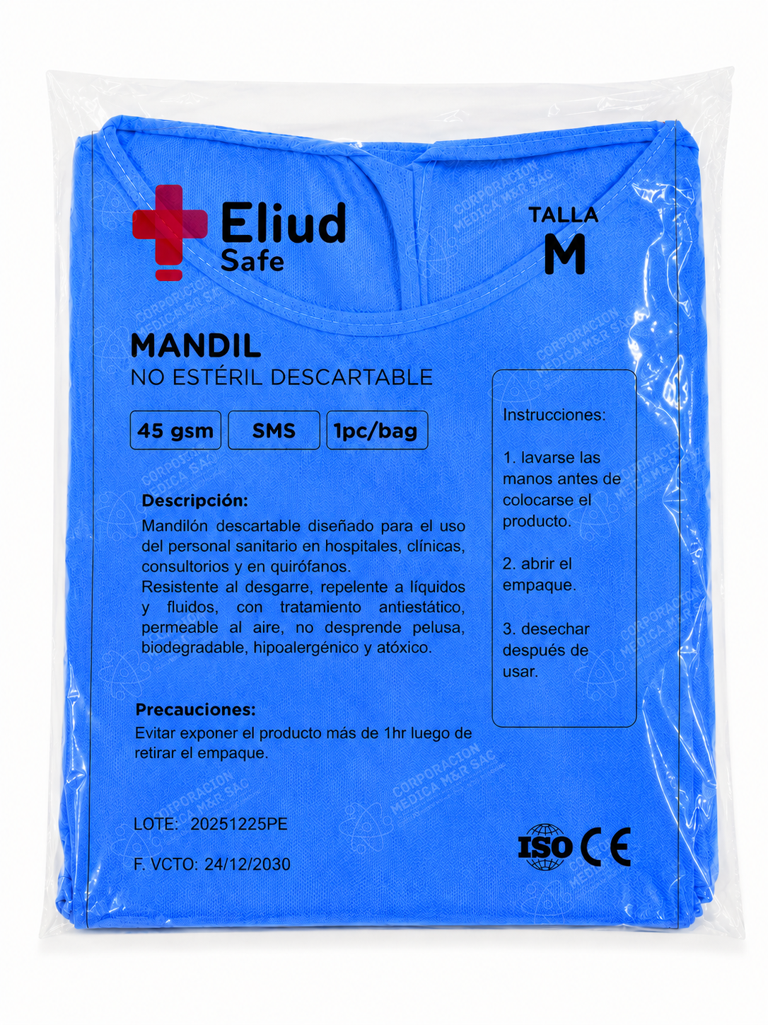 Mandil Descartable No Estéril Por 100 und - Tallas: M - L - XL