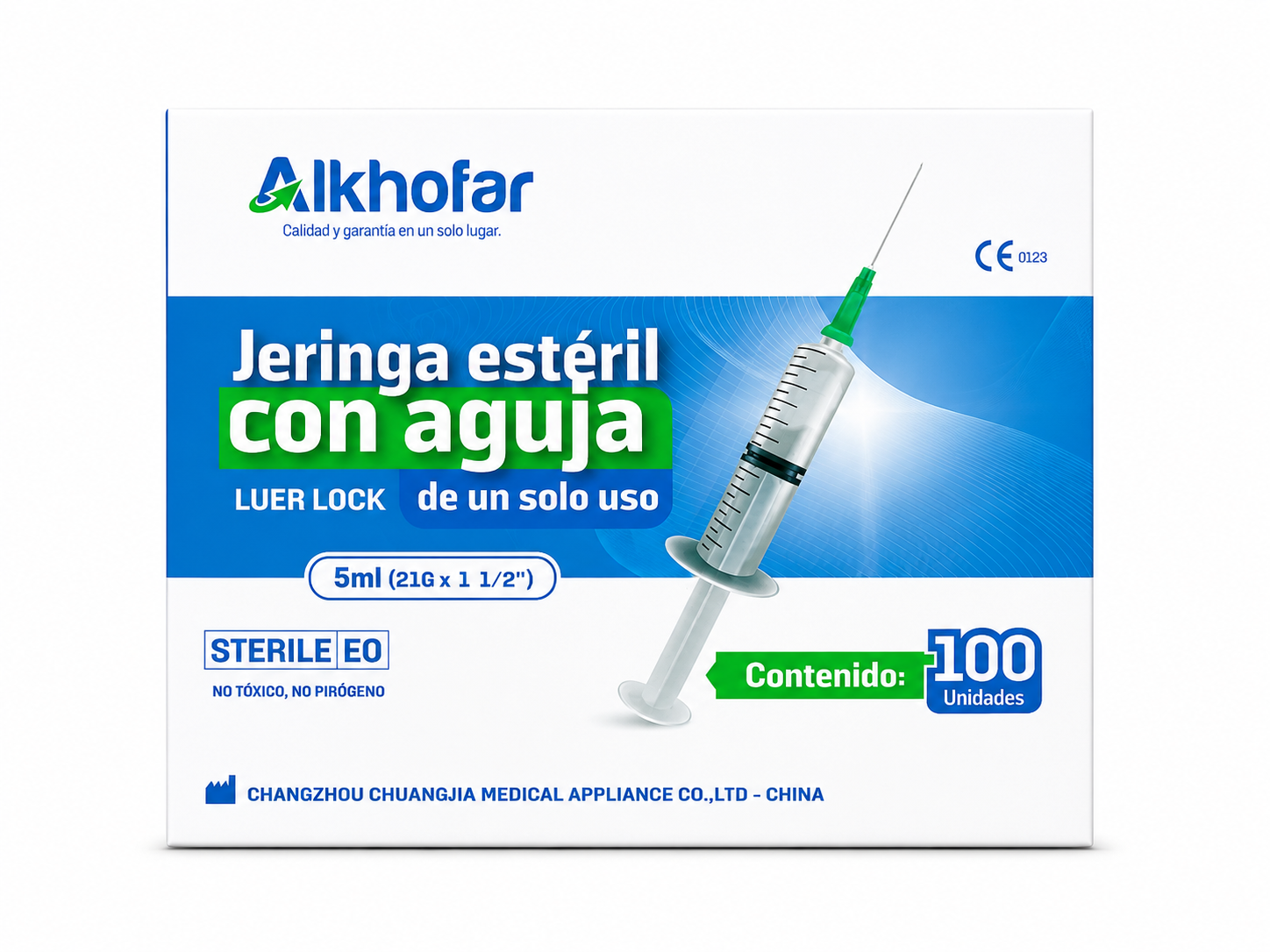 Jeringa 5ml C/A 21 G X 1 1/2 Por 100 und - ALKHOFAR