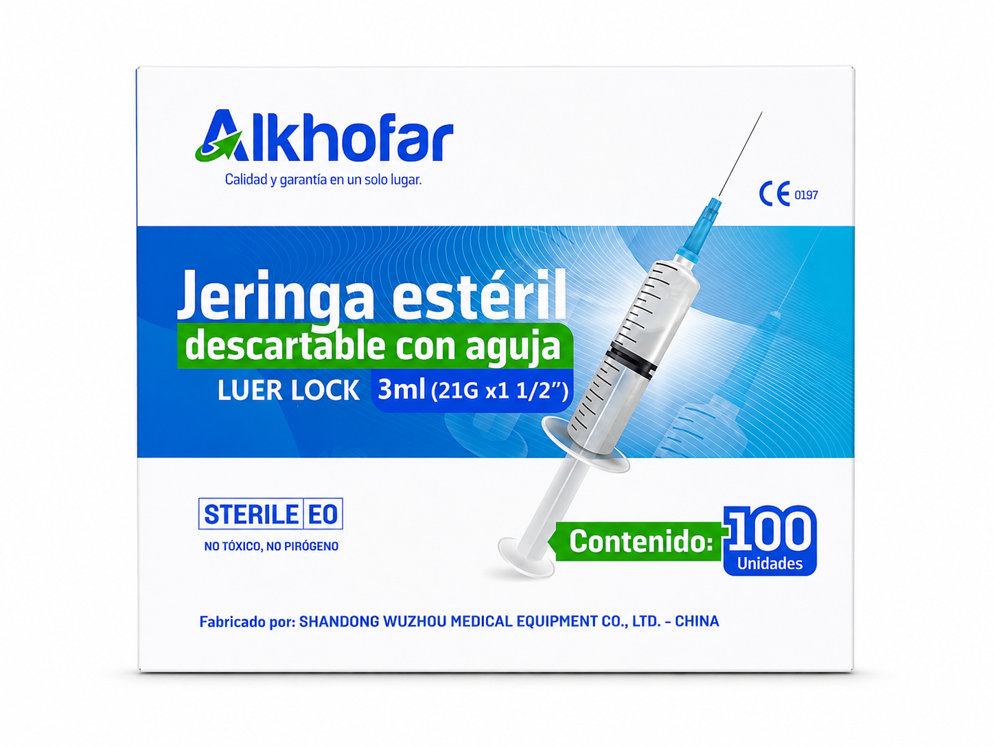 Jeringa Estéril De 3mL Aguja 21G X 1 1/2 Por 100 und - ALKHOFAR