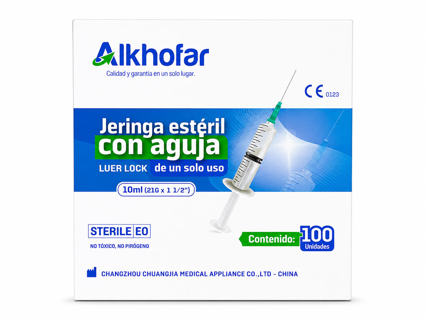 Jeringa Estéril De 10mL Aguja 21G X 1 1/2 Por 100 und - ALKHOFAR