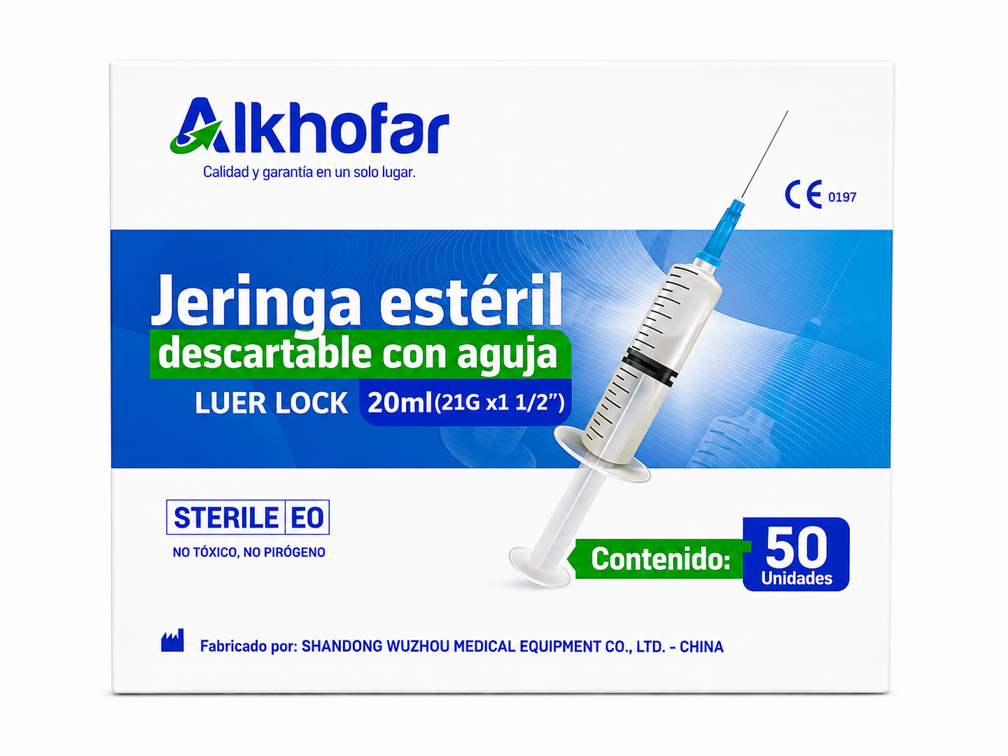 Jeringa 20ml Lock C/A 21G x 1 1/2 - ALKHOFAR