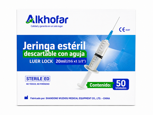 Jeringa 20ml Lock C/A 21G x 1 1/2 - ALKHOFAR
