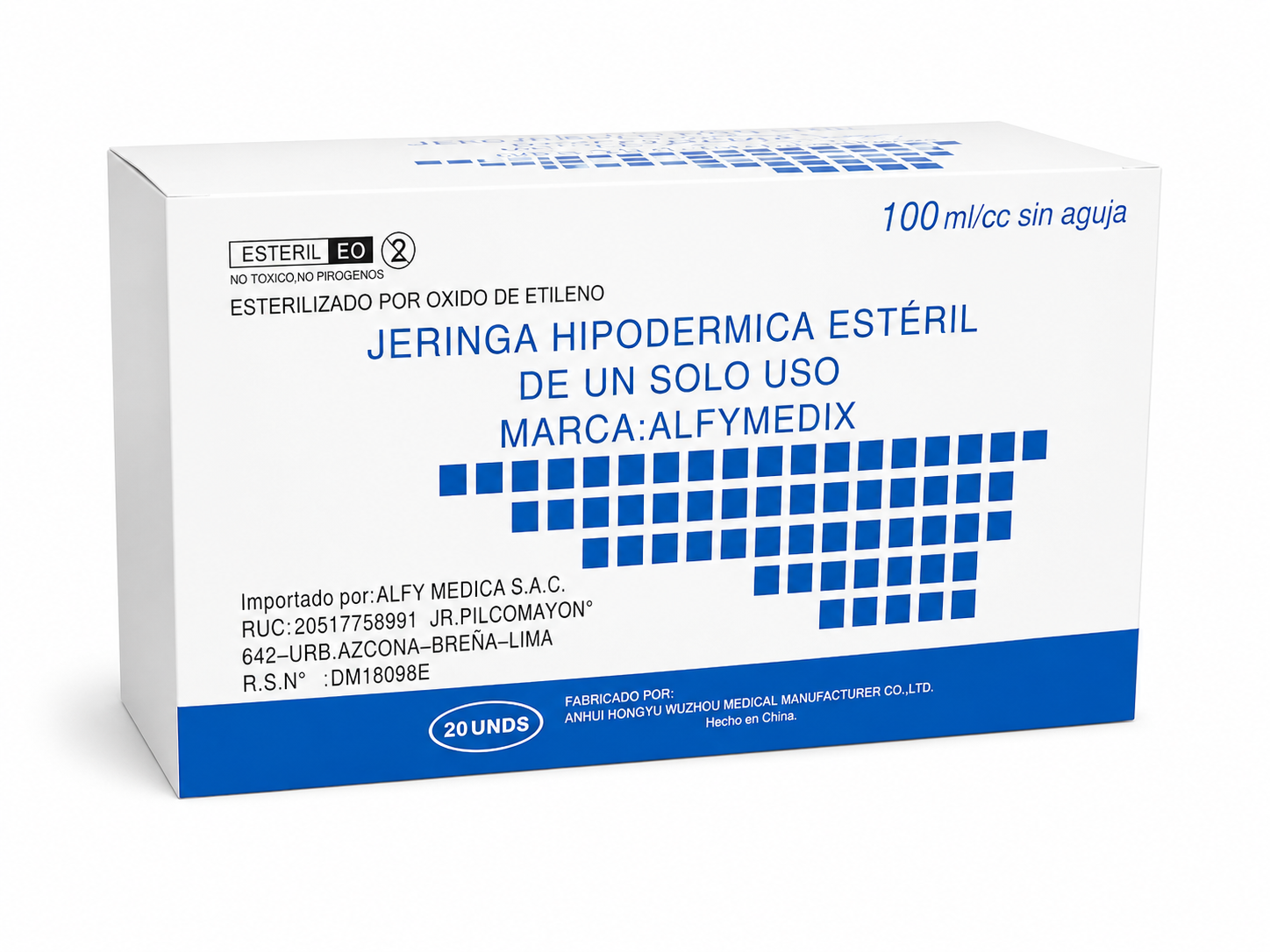 Jeringa 100ml Punta Catéter Caja X20 UND - Alfymedix