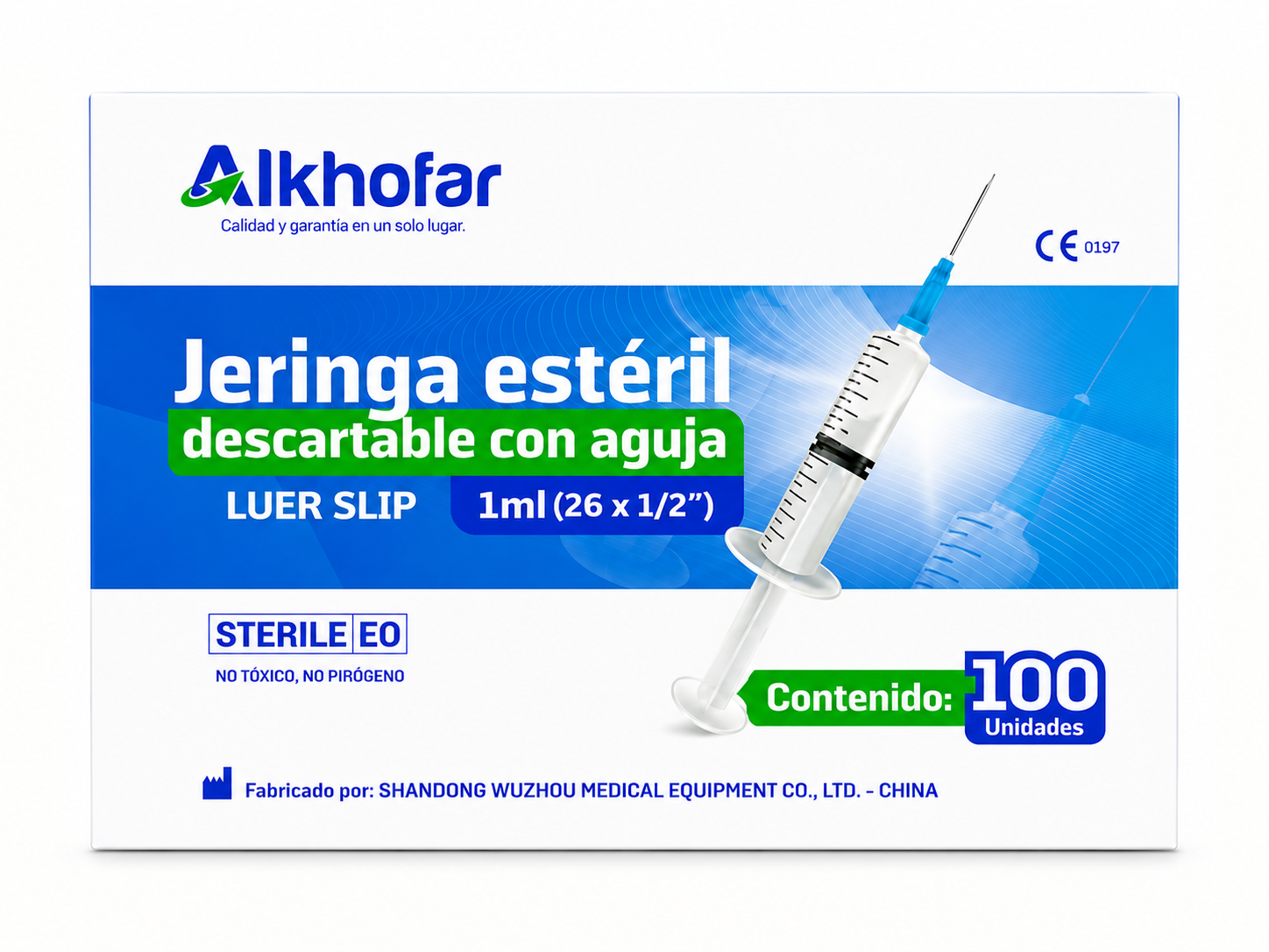 Jeringa 1ml Insulina C/A 26 X 1/2 - ALKHOFAR