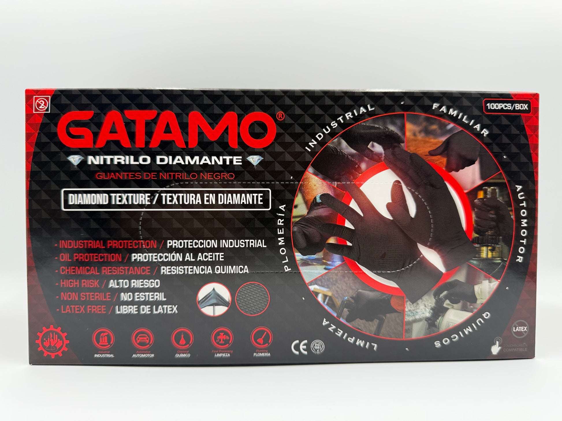 Guantes De Nitrilo Negro Para Uso Mecanico (8.8gr) Por 100 und - Gatamo