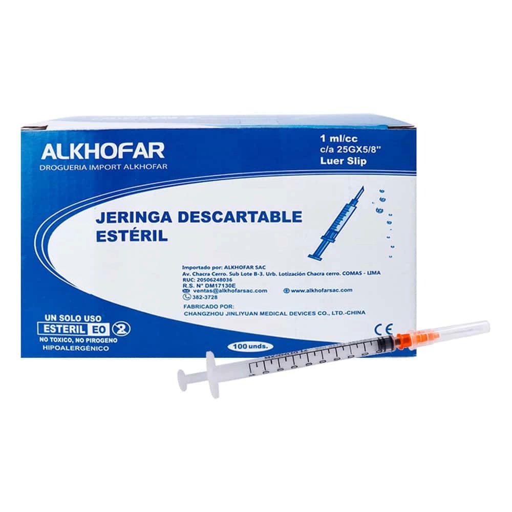 Jeringa 1ml Tuberculina C/A 25x5/8 - ALKHOFAR