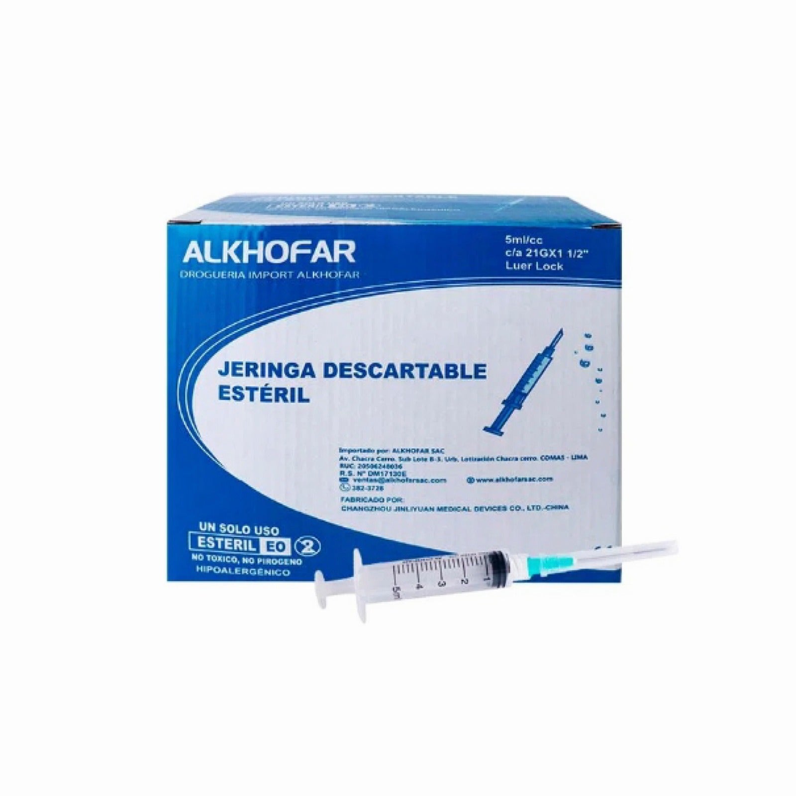 Jeringa 5ml C/A 21 G X 1 1/2 Por 100 und - ALKHOFAR