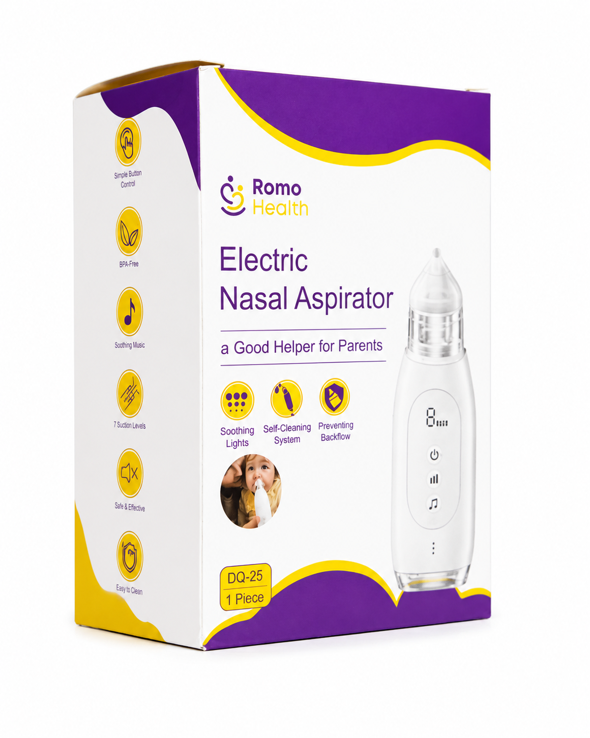 Aspirador Nasal Eléctrico Bebé Roma Health DQ-25 C/Luz Y Música