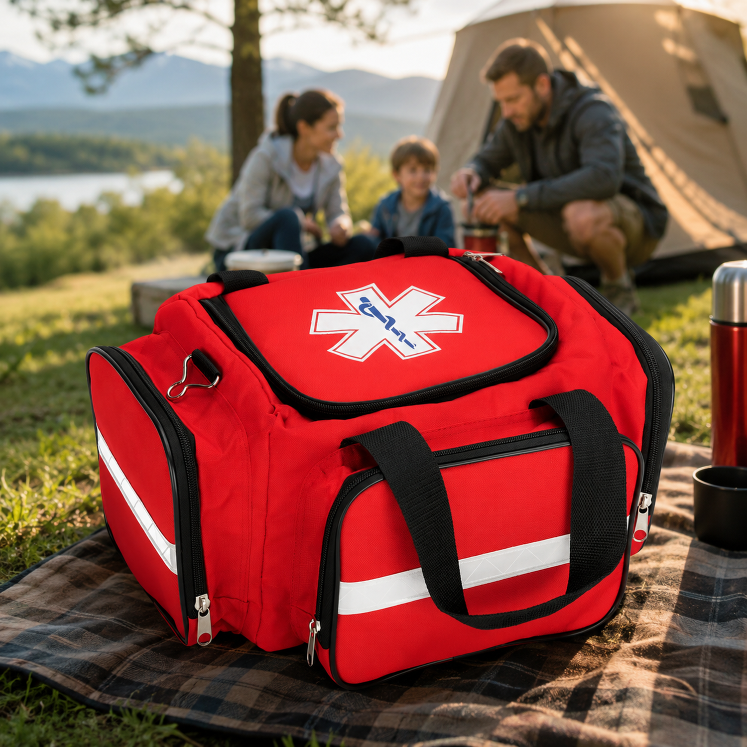 Maletin de abordaje para emergencia de tela rojo / mini